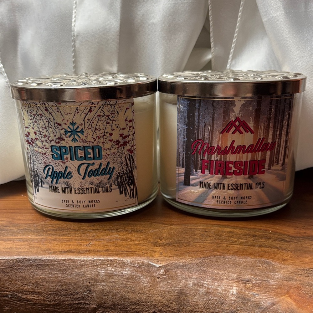 Bath & Body Works Spiced Apple Toddy and Marshmallow Fireside 3-wick Candles